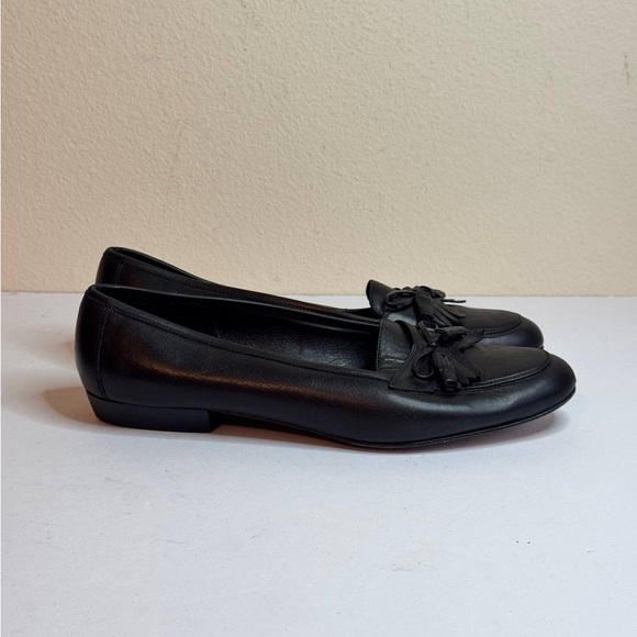 Salvatore Ferragamo Flat Oxford Fringe Black Leather Size 7.5 Italy